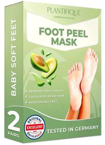img 4 attached to 🥑 Plantifique Avocado Foot Peel Mask - 2 Pack: Dermatologically Tested Foot Exfoliating Peel for Cracked Heel Repair and Baby Soft Feet