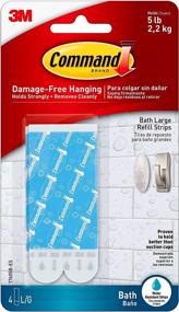 img 4 attached to 🛁 Bath Large Water-Resistant Adhesive Refill Strips - Pack of 4, Ideal for Re-Hanging Large Bath Hooks or Caddies