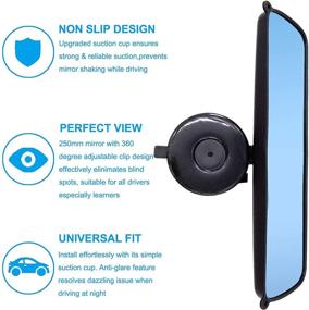 img 3 attached to Universal Rearview Mirror for Car, SUV, Truck - KITBEST Anti-Glare Interior Mirror with Adjustable Suction Cup, 9.8” (250mm)