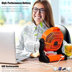 img 3 attached to 🔋 Portable Rechargeable Desk Fan with LED Lantern and Hook - Sonee Personal Cordless Camping Fan | Battery Operated Tent, Travel, Fishing, Indoor and Outdoor Job Site Cooling