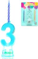 🎂 multicolor flashing number candle set - color changing led birthday cake topper with 4 wax candles (number 3) from novelty place logo