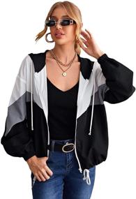 img 4 attached to SweatyRocks Lightweight Windbreaker Patchwork Outerwear Women's Clothing