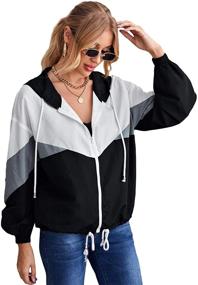 img 2 attached to SweatyRocks Lightweight Windbreaker Patchwork Outerwear Women's Clothing