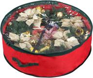 🎄 primode christmas wreath storage bag 36" – easy holiday storage solution with clear window and durable oxford material (red) logo