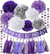 🎉 purple silver birthday party decorations - happy birthday banner for women and girls logo