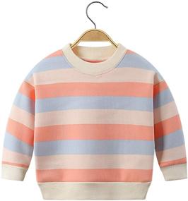 img 4 attached to 👕 Ctskyte Unisex Kids Fleece Long Sleeve Pullover Sweatshirt - Striped Kids Crew-Neck Sweater