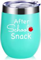 🍎 teacher gifts: after school snack 12 oz wine glasses tumbler - year end graduation, birthday, christmas, thank you gifts for teachers - teacher appreciation gifts mug in seafoam color логотип