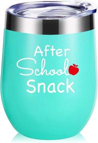 img 4 attached to 🍎 Teacher Gifts: After School Snack 12 OZ Wine Glasses Tumbler - Year End Graduation, Birthday, Christmas, Thank You Gifts for Teachers - Teacher Appreciation Gifts Mug in Seafoam Color