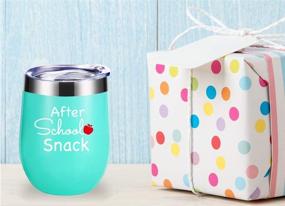 img 2 attached to 🍎 Teacher Gifts: After School Snack 12 OZ Wine Glasses Tumbler - Year End Graduation, Birthday, Christmas, Thank You Gifts for Teachers - Teacher Appreciation Gifts Mug in Seafoam Color