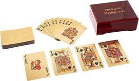 img 2 attached to Premium 999.9 Gold Foil Plated Poker Playing Cards - Mahogany Box & Certificate