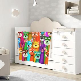 img 3 attached to Super Soft Fleece Baby Blanket for Kids: Colorful Oil Cute Schnauzer Dogs, 30x40 Inch