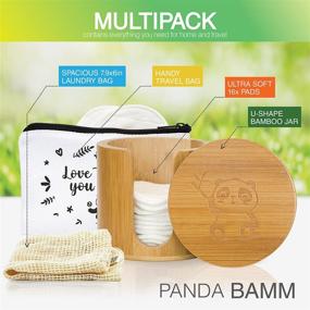 img 3 attached to 🐼 Panda Bamm- Eco-Friendly Reusable Makeup Remover Pads Set, 16 Pieces - Zero Waste Cotton Rounds in Bamboo Storage Jar, with Travel Bag and Laundry Bag
