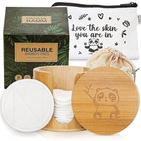 img 4 attached to 🐼 Panda Bamm- Eco-Friendly Reusable Makeup Remover Pads Set, 16 Pieces - Zero Waste Cotton Rounds in Bamboo Storage Jar, with Travel Bag and Laundry Bag