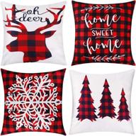 jetec christmas pillow case set: buffalo plaid throw cushion cover, linen winter decor, 18x18 inch - 4 piece logo