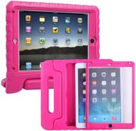 hde case for ipad air - kids shockproof bumper hard cover handle stand with built in screen protector for apple ipad air 1 - 2013 release 1st generation (hot pink) logo