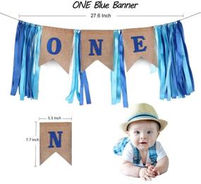 img 3 attached to 🎉 U-LIAN 1st Birthday Boy Decoration Set - Blue High Chair Banner, Glitter Cake Topper, Crown, Balloons & Streamers - Cat, Dog, Pet Boy Party Supplies