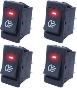 img 4 attached to 🚗 Set of 4pcs Red LED Fog Light Toggle Rocker Switch 12V 35A 4Pin ON/OFF for Universal Auto Car ASW-17D-R