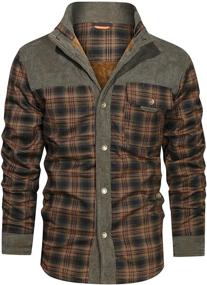 img 4 attached to 👔 Stylish Winter Corduroy Flannel Plaid Khaki Men's Shirts by Chouyatou