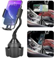 upgraded cup holder phone mount - universal adjustable car phone holder cradle for iphone 12 pro/11/xs/max/x/xr/8/7 plus samsung galaxy - automobile gooseneck cup holder mount logo