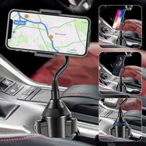 img 3 attached to Upgraded Cup Holder Phone Mount - Universal Adjustable Car Phone Holder Cradle for iPhone 12 Pro/11/Xs/Max/X/XR/8/7 Plus Samsung Galaxy - Automobile Gooseneck Cup Holder Mount