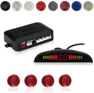 ekylin car auto vehicle reverse backup radar system with 4 parking sensors distance detection + led distance display + sound warning (fiat red color) logo