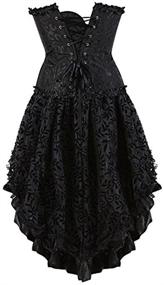 img 1 attached to 👗 COSWE Women's Solid Color Lace High Low Corset Skirt with Asymmetrical Design