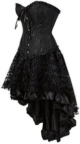 img 2 attached to 👗 COSWE Women's Solid Color Lace High Low Corset Skirt with Asymmetrical Design