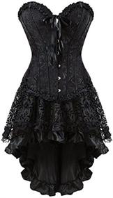 img 3 attached to 👗 COSWE Women's Solid Color Lace High Low Corset Skirt with Asymmetrical Design