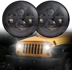 img 4 attached to 🔦 SPL Классические фары LED 7-дюймов с чипами Cree для Jeep Wrangler 97-2017 JK TJ LJ/H1 H2 (черная пара)