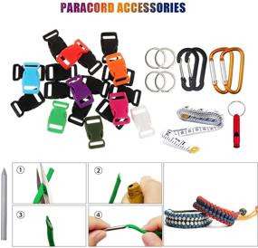 img 2 attached to 🐺 WEREWOLVES 550 Paracord Crafting Kits - Parachute Cord Bracelet with Tape Measure, Buckles, Carabiner, Key Rings - Multicolor Rope Gift Box