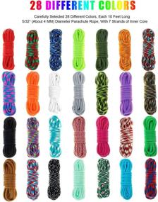 img 1 attached to 🐺 WEREWOLVES 550 Paracord Crafting Kits - Parachute Cord Bracelet with Tape Measure, Buckles, Carabiner, Key Rings - Multicolor Rope Gift Box