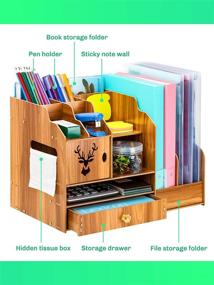 img 1 attached to Organize Your Office Space with JARLINK Wooden Desk Organizer: Multi-Functional File Storage with Drawer for Home and Office Supplies