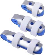 🖐️ adjustable finger splints: pack of 3 sizes for immobilizing finger knuckles in adults and children, ideal for pain relief, sprains, strains, arthritis, with soft foam interior, loop straps, and ventilation holes. логотип