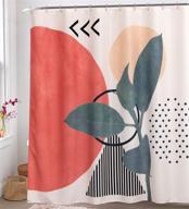 roomtalks modern abstract fabric shower curtain: minimalist geometric bathroom decor in cream - artistic contemporary design with boho vibes and terracotta accents (72’’w x 72’’l) logo