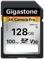 💾 high speed gigastone 128gb sdxc memory card: ideal for 4k ultra hd video, compatible with canon, nikon, sony, pentax, kodak, olympus, panasonic digital cameras logo