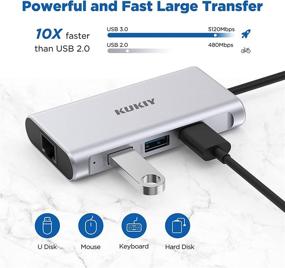 img 2 attached to 🔌 USB C Hub 8-in-1: 4K HDMI, Gigabit Ethernet, USB 3.0, PD Charging - MacBook Pro/Air Thunderbolt 3 Adapter
