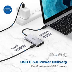 img 1 attached to 🔌 USB C Hub 8-in-1: 4K HDMI, Gigabit Ethernet, USB 3.0, PD Charging - MacBook Pro/Air Thunderbolt 3 Adapter