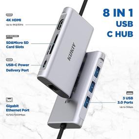 img 3 attached to 🔌 USB C Hub 8-in-1: 4K HDMI, Gigabit Ethernet, USB 3.0, PD Charging - MacBook Pro/Air Thunderbolt 3 Adapter