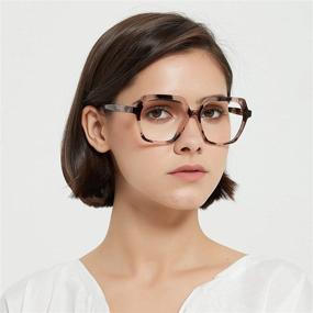 img 2 attached to 👓 REECKEY Women's Blue Light Blocking Glasses - Computer & Gaming Eyewear, Oversized Square Frame, Anti Blue Light Filter (Black GR)