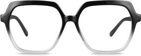img 4 attached to 👓 REECKEY Women's Blue Light Blocking Glasses - Computer & Gaming Eyewear, Oversized Square Frame, Anti Blue Light Filter (Black GR)