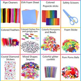 img 1 attached to 🎨 2100 Pieces Arts and Crafts Supplies for Kids: Pipe Cleaners, Pom Poms, Sticks - All-in-One DIY Crafts Kit for Activities and Parties