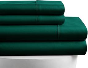 img 4 attached to 🌲 Forest Green Queen Bedding Set - 4 Piece Sheets & Pillowcases - Deep Pocket (16 Inches) - Double Brushed Microfiber Bedding for Extra Softness - Wrinkle Resistant - Easy Care