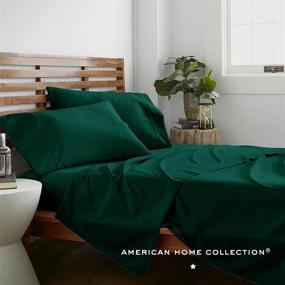 img 2 attached to 🌲 Forest Green Queen Bedding Set - 4 Piece Sheets & Pillowcases - Deep Pocket (16 Inches) - Double Brushed Microfiber Bedding for Extra Softness - Wrinkle Resistant - Easy Care