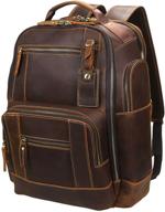 🎒 lannsyne men's vintage full grain leather laptop backpack: stylish 15.6 inch rucksack for camping and travel logo
