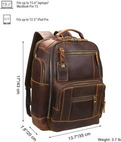 img 2 attached to 🎒 Lannsyne Men's Vintage Full Grain Leather Laptop Backpack: Stylish 15.6 Inch Rucksack for Camping and Travel