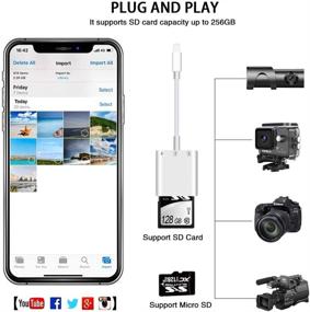 img 1 attached to 📱 Кардридер для iPhone и iPad - Считыватель карт памяти для Micro SD, поддержка одновременной зарядки и чтения карты, просто вставьте и используйте, просмотрщик фото с трейл-камеры - адаптер SD-карты для Micro SD