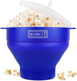 img 4 attached to 🍿 Korcci BPA Free Silicone Popcorn Popper - Microwaveable, Collapsible Dishwasher Safe Popcorn Maker Bowl, Various Colors Available (Blue)