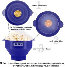 img 1 attached to 🍿 Korcci BPA Free Silicone Popcorn Popper - Microwaveable, Collapsible Dishwasher Safe Popcorn Maker Bowl, Various Colors Available (Blue)