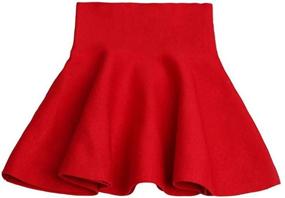 img 4 attached to Stylish and Comfy: Mesinsefra Little Big Girls' High Waist Knitted Flared Pleated Skirt Casual
