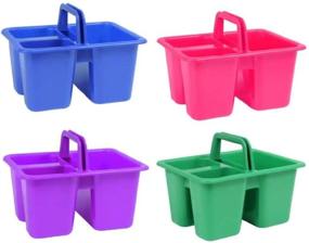 img 4 attached to Convenient and Colorful Kids Arts & Crafts Caddies with Handles - Set of 4